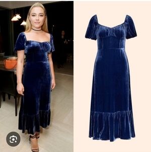 Reformation Blue Velvet Midi Dress